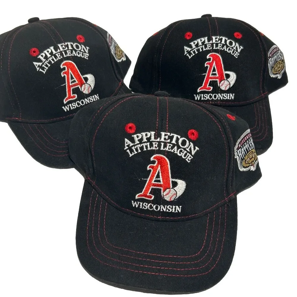NEW Set of 3 Youth Appleton Little League Timber Rattlers Hat Adjustable Strap